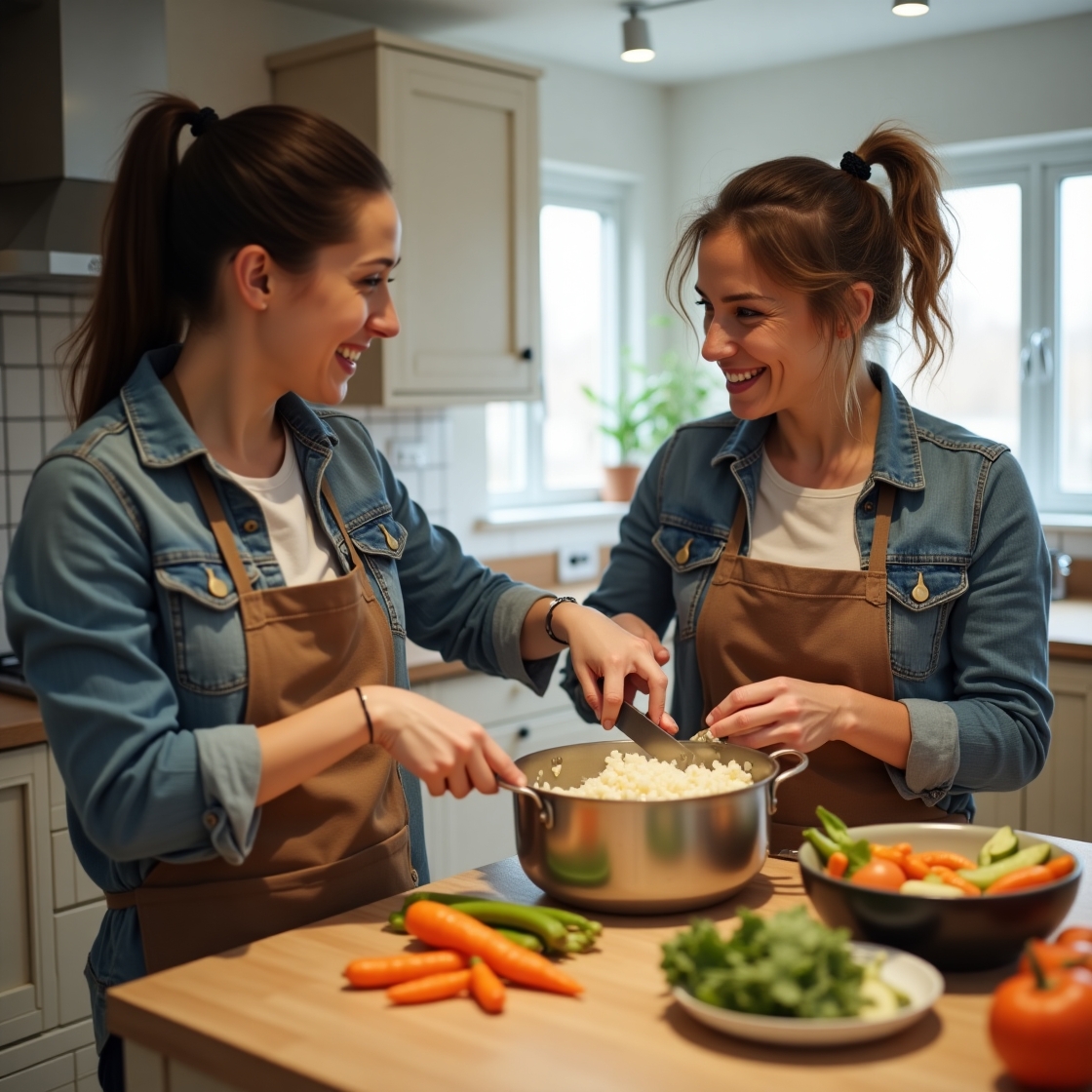 NDIS support worker and participant, meal prep in accessible kitchen